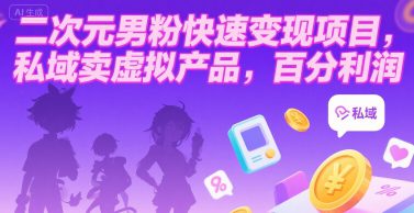 二次元男粉快速变现项目,私域卖虚拟产品,百分利润