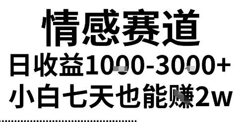 2025最新风口情感无脑暴力掘金项目,新人操作一周挣了2W,长期稳定小白可做【揭秘】
