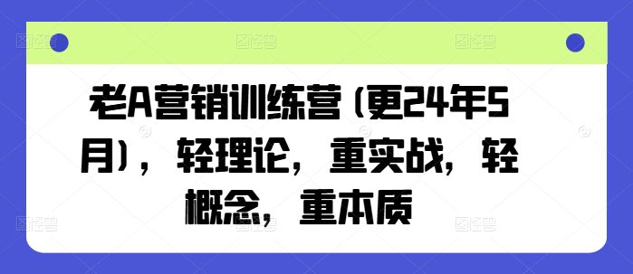 老A营销训练营(更25年7月),轻理论,重实战,轻概念,重本质